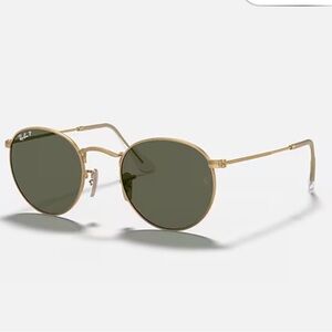 Ray-Ban round metal RB 3447 Gold Frame Sunglasses with Dark Lenses unisex Italy